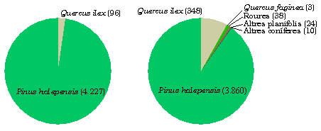 Distribuci en superfcie i en existncies de les principals espcies arbries presents al Baix Peneds.