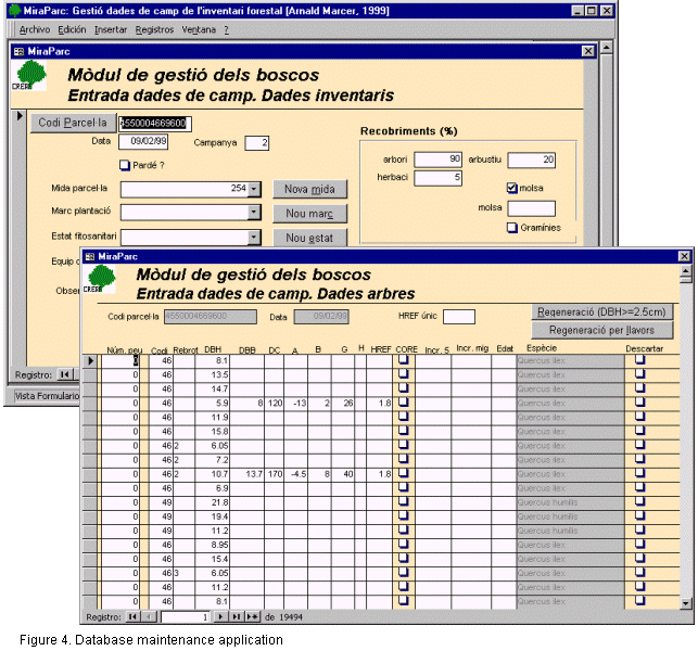 Data entry form for the field database